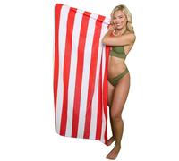 Style Spot Sand Free Extra-Large Jumbo Beach Cotton Towels Lightweight Soft and Quick Dry Swim beach Towel with Multi-Options for Outdoor Traveling on Vacation (Cabana Stripe, Red)
