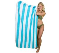 Style Spot Sand Free Extra-Large Jumbo Beach Cotton Towels Lightweight Soft and Quick Dry Swim beach Towel with Multi-Options for Outdoor Traveling on Vacation (Cabana Stripe, Aqua)