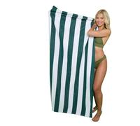 Style Spot Sand Free Extra-Large Jumbo Beach Cotton Towels Lightweight Soft and Quick Dry Swim beach Towel with Multi-Options for Outdoor Traveling on Vacation (Cabana Stripe, Green)
