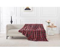 Style Spot Tartan Check Printed Throw HUG & SNUG Super Soft Warm Cosy Flannel Fleece Blanket Lightweight Fluffy Bedroom Folding Travel Blanket For Couch Sofa & Bed Throws (Red, 150x200)