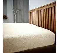 Style Spot Teddy Plain Fitted Sheet Soft and Smooth Thermal Warm Winter 100% Polyester Bedding Extra Deep Fitted Bed Sheets (Cream, Double)
