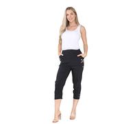 Style Spot Women Ladies Summer Three Quarter | Capri Cropped 3/4 Pants | Stretch Fit Elasticated Waistband Trousers | 2 Side Pockets