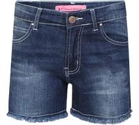 Style Spot Women Ripped Denim Jean Shorts, Frayed Zipper Button High Waisted Stretchy Frayed Raw Hem Hot Short Jeans with Pockets (Dark Blue, 12)