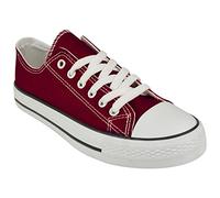 Style Spot Womens Ladies Canvas Shoes | Lace Up Casual Flat Sneaker | Lace-Up Plimsoll Pumps Casual Shoes | Low Top Flat Gym Sports Trainers Lightweight Shoes (3UK, Wine Red)