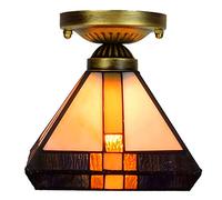 Style Stained Glass Chandeliers 20CM Creative Retro Living Room Dining Room Stained Glass Coffee Small Ceiling lamp Corridor Hallway Balcony