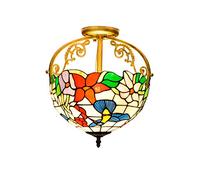 Style Stained Glass Chandeliers 30CM European Restaurant Bedroom Aisle Corridor Ceiling lamp Bathroom Glazed Countryside Bird Stained Glass Ceiling Light