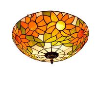 Style Stained Glass Chandeliers 40CM European Sun Flower Garden Retro Color Glass Aisle Corridor Balcony Foyer Bedroom Ceiling Lamps