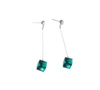 Style Super Translucent and Bright Square Three-Dimensional Crystal Long Simple Earrings for Women sPractical design and Durable