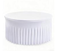 Style Thickened one-Piece Polyester Table Skirt, All-Season Universal, with Elastic Round Desk Skirts, Suitable for Hotel Banquets, Weddings, Parties(White,160cm/62.9in)