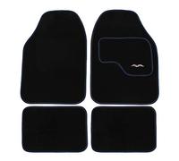 Style Universal PVC Backed Car Mat Set, Black/Blue, 4 Pieces