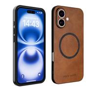 Style Uplift SU - iPhone 16 Plus Magnetic Vegan Leather Case - SU.Shield Slim & Protective Design, Compatible with MagSafe, Wireless Charging - Tan Brown Case, Phone Case for iPhone 16 Plus (6.7")