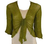 Style wise Fashion Womens Front Open Bolero Knitted Tie Up Shrug Ladies 3/4 Sleeve Cardigan Top