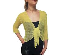Style wise Fashion Womens Front Open Bolero Knitted Tie Up Shrug Ladies 3/4 Sleeve Cardigan Top