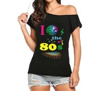 Style Wise Fashion Womens I Love 80s Fancy Dress Top Ladies Retro Parties Pop Star Tee T Shirt Tops 1980s Party Tees