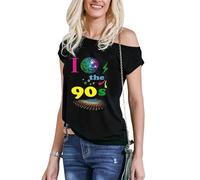 Style Wise Fashion Womens I Love 80s Fancy Dress Top Ladies Retro Parties Pop Star Tee T Shirt Tops 1980s Party Tees