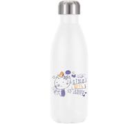 Style with Soul Cute Cat and Bird Sketch Art Vacuum Insulated Thermal Water Bottle White