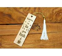 Style Works Wooden Bookmark, Book Accessories, Happiness is a Cup of Tea Printed Bookmark, Wood Bookmark, Bookish Gifts, Book Lover Gift, Literary Gifts, Bookworm, Gift Idea