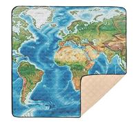 Style World Map Wallpaper Large Non-Slip Baby Gym & Activity Mat for Indoor Outdoor Washable Activity Entertainment Mat for Baby Toddler Infant, 50'' x 50''