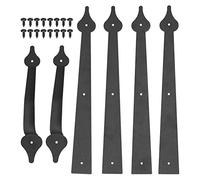 Style Wrought Iron Garage Door Handle and Hinge Set, Decorative Black Garage Hardware, Matte Black Frosted Finish with Screws, for Garage Doors Gates Barns Sheds
