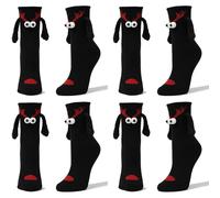 (style1) 4 Pairs Christmas Holding Hands Socks Magnetic Hand In Hand Socks Funny 3d Doll Friendship Socks Women Men Holiday Gift Socks