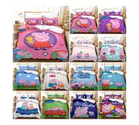 (style17, UK SINGLE 135x200cm) Peppa Pig Cartoon Quilt Duvet Doona Cover Bedding Set Single Double Queen NewUK