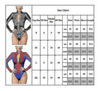 (style2, S) Women Spiderman Skeleton Bone Frame Leotard Bodysuit Halloween Party Fancy Dress Cosplay Costume