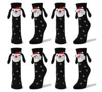 (style3) 4 Pairs Christmas Holding Hands Socks Magnetic Hand In Hand Socks Funny 3d Doll Friendship Socks Women Men Holiday Gift Socks