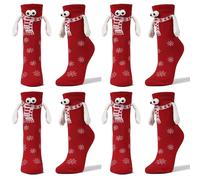 (style5) 4 Pairs Christmas Holding Hands Socks Magnetic Hand In Hand Socks Funny 3d Doll Friendship Socks Women Men Holiday Gift Socks