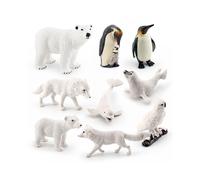 (StyleA) Stunning Arctic Wildlife Model Set With Penguin Polar Bear Arctic Fox Seal Wolf And Owl Nature Lovers For