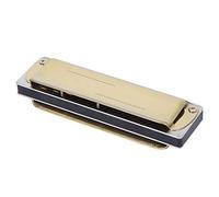 Stylebest 10-Hole Blues Harmonica F Key for Beginners Musical Practice, Durable Stainless Steel Body, Transparent Resin, Compact 3.9x1.1x0.8 in (Gold)