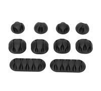 Stylebest 10pcs Cable Clip Cord Organizer for Tidy Desk Wire Management Home Office Silicone Adhesive Clips (Black)