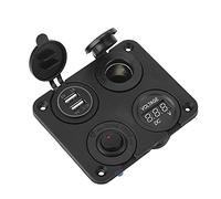 Stylebest 12V 4 Gang Toggle Switch Panel with LED Lights and Dual USB Ports for Car Boat Accessories (Red)