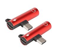 Stylebest 2PCS USB C to 3.5mm Adapter for Phone Tablet (Red) | Headphone Jack Support, ABS Build, Phone Compatibility, Compact Carry, Type-C Power Port, Tablet Use