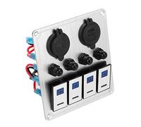 Stylebest 4 Gang Marine Toggle Switch Panel with Double Blue Light for Boats, RVs, and Trailers, Sturdy Aluminum Construction