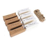 Stylebest 400Pcs Thank You Tags with String, Stylish Kraft Paper Gift Tags for Personal and DIY Projects, 7cm X 2cm Size, White and Brown Colors