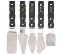 Stylebest 5pc Palette Spatula, Versatile Stainless Steel for Acrylic and Oil Paint, Perfect for Art Students and Teachers, Black Wooden Handle