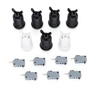 Stylebest 7PCS Happ Buttons 30mm Responsive Switchable Buttons for Custom Arcade1up Controllers, Black and White, ABS Material