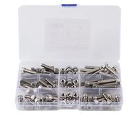 Stylebest 90pcs 1/4 20UNC Stainless Steel Hex Socket Cap Head Bolts, 6 Sizes Assortment Kit with Nuts, for Machine Tools Accessories Industrial Repair