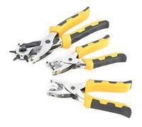 Stylebest Belt Hole Puncher 3 Pcs Durable Chrome Plated Multi-Size Hand Tool Set for Leather Crafting with 100 Metal Buttons