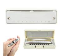 Stylebest Blues Harmonica F Key Compact Durable Wind Instrument for Musicians, Beginners, and Professionals - Stainless Steel & ABS Resin - 10 Holes (White)