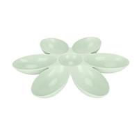 Stylebest Cat Food Bowl with 6 Grids Unique Petal Design Durable Plastic for Pet Feeding Time 16.3x16.3in (Green)