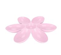 Stylebest Cat Food Bowl with 6 Grids Unique Petal Design Durable Plastic for Pet Feeding Time 16.3x16.3in (Pink)