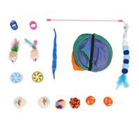 Stylebest Cat Toy Set 15pcs Interactive Colorful Plush Toys for Kittens and Cats Indoor Playtime