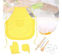 Stylebest Chef Set for Kids with Yellow Apron and Hat 11 PCS Kitchen Pretend Play Kit for Cooking Fun At Home (Yellow 11-piece set)