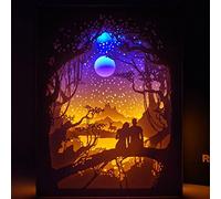 Stylebest Christmas Valentine's Day Gift 3D Papercut Light Box, Papercut Light Box LED Paper Carving Lamp Paper Carving Art Night Lights Creative LED Table Lamp
