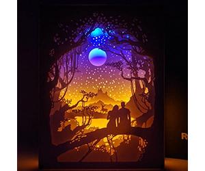 Stylebest Christmas Valentine's Day Gift 3D Papercut Light Box, Papercut Light Box LED Paper Carving Lamp Paper Carving Art Night Lights Creative LED Table Lamp