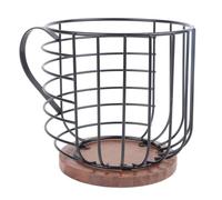 Stylebest Coffee Capsule Storage Basket, Elegant Black Iron & Pine Holder, Keep Pods Accessible for Coffee Bar Counter, 6.1 X 6.1 X 8.4in