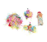 Stylebest Colorful Toys Set for Climbing Chewing Playtime with Bell for Birds Eco-Friendly Wood and Paper 4 Pieces