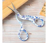 Stylebest Crane Scissors Retro Design with Beautiful Patterns for Embroidery and Sewing Accessories Made of Stainless Steel - 1 Unit (Flower Porcelain Color (Small Blue))