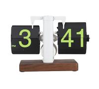 Stylebest Digital Flip Clock Retro Design Large Numbers Automatic Timekeeper for Living Room Bedroom Study 12h 706g (Frosted White Frame Green Page)